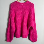 Farm Rio Maxi Cable Knit Sweater Pullover Women's Medium Pink Chunky Comfy NWOT Photo 11