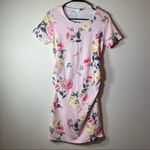 Pinkblush Pink Floral Fitted Ruched Short Sleeve Maternity Dress Size S Photo 2