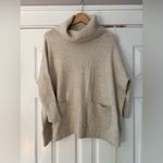 Loft  Cozy‎ Cream Flecked Cotton Turtleneck Sweater Size XS Petite Oversized Photo 1