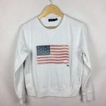 Ralph Lauren  Womens Distressed American Flag Crewneck Sweatshirt Ivory Photo 0