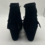 Top Moda ‎ Boots Womens 6.5 Black Moc Toe Lace Up Wedge Moccasin Bootie NEW Photo 4
