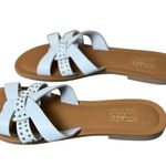 SAB Womens Slip On Flat Shoes White Gold Studs Sandals Size 8 Italy Minimalist Photo 4