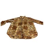 VINTAGE 1990'S S.L.B. BY SUNNY LEIGH ANIMAL PRINT SILK BUTTON DOWN BLOUSE (M) Brown Size M Photo 7