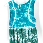 Free People  Teal Waters Tie Dye Boho Sleeveless Peplum Anytime Tank Top Shirt Photo 6