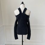 Anthropologie Moth Dark Grey Cold Shoulder Cross Neck Wool Alpaca Sweater M Photo 9