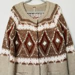 Free People  Frosted Fairisle Cardigan in Natural Combo Mohair Wool Blend Large Photo 3