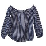 J.Crew  Blue & White Striped Off the Shoulder Top Photo 0