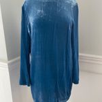 COS NEW BLUE VELVET LONG SLEEVE CREWNECK MINI DRESS SIZE 12! Photo 1