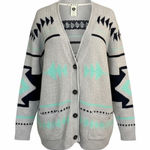 Roxy Women’s Aztec Knit Cardigan Sweater Large Acrylic Y2K Boho Vintage Surf Photo 0