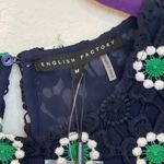 English Factory NWT  Navy Short Sleeve Flower Embroidery Blouse Photo 7
