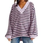 Free People Size Small Pink Black Connell Stripe Faux Fur Top Photo 0
