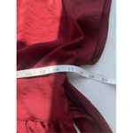 EXPRESS T6 Burgundy Satin Faux Wrap Peplum Top Short Sleeve Tie Waist Women's S Photo 3