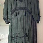 The Great. Ornament Embroidered Green Midi Dress Photo 0