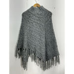 Time & Tru Womans  Gray Cable Knit Turtleneck Poncho One Size Photo 1