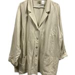 Islander Linen Blend Shell Button Blazer Jacket with Pockets Womens 2X Imported Tan Photo 1