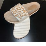 Anthropologie  Tan and White Leopard Slide Sandals Photo 3
