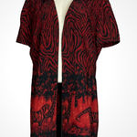 Vintage African Savanna Jacket Short Sleeve Open Shirt Animal Print Red Black Size 12P Photo 0