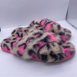 Wonder Nation faux fur cheetah print crisscross slide slippers women Size 6 Photo 8