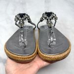 Jimmy Choo Neal Rhinestone Jeweled T-Strap Espadrille Molded Comfort Sandals 36 Photo 5