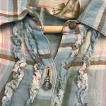 Aratta Silent Journey Plaid & Floral Boho Button Down Tunic Top | Size S Blue Photo 8