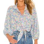 Love Shack Fancy Triste Crop Top Size Medium Rainbow Blast Floral Blouson Sleeves Photo 0