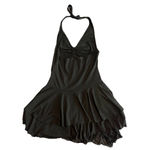 Beaudrm Tiered Mini Dress Size XL Black Sleeveless Halter Cross Pendan Tie Neck Photo 10