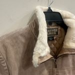 Weather Tamer VTG 90s Beige Suede Faux Fur Shearling Coat Aviator Pilot Sz Large Tan Photo 4