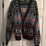 Rock & Roll Cowgirl  XXL Women's Cardigan With Aztec Design Bright Turquoise Photo 0