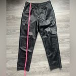Lands' End VINTAGE Lands’ End 100% Lambskin Black Straight High Rise Leather Pants Size 12 Photo 5