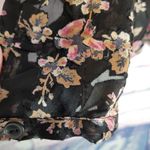 Rebecca Taylor BLACK SEMI SHEER SILK FLORAL PRINTED BLOUSE 10 Photo 4