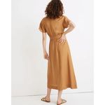 Madewell Womens Size 00 Linen Blend Dolman Sleeve Tie Waist Midi Dress Toffee Photo 2
