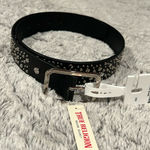 True Religion black leather belt with Studs and Stones. Size S/M and is NWT Photo 0