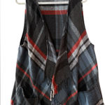 Westbound  Plaid Fringe Open Front Vest Photo 0