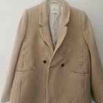 ANINE BING Oversized Fishbone Blazer Tan/White Herringbone Print Size Large Photo 8