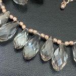 Ny Collection NY Signed Smoky Quartz Briolette Cut Teardrop Rose Gold-tone Beaded 18” Necklace Photo 5