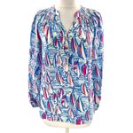 Lilly Pulitzer  Silk Elsa Top Red Right Return Sailboat Blouse Shirt Sz S Photo 2