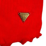 Guess  Red Lace Trim Ribbed Lettuce Hem Short Sleeve Cropped Top Women's M Photo 2