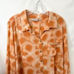 Joan Rivers Plus Size 1X Tunic Top Linen Orange Button Long Sleeve Beach 399 Photo 2