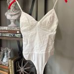 superdown  Rocky Denim Spaghetti Strap Bodysuit White Womens Size XS Photo 5