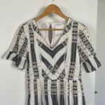 Anthropologie  Ett:twa Striped Eyelet Romper Short Sleeve White Gray Blue 10 Photo 8