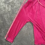 Sleeper Pajama Set Medium Pink Origami Plisse Flowy Silky Lounge Flared Stretch Photo 9