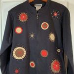 Vtg Timberlea Full Zip Front Sweatshirt Women Medium Black 3D Art To Wear Beaded Photo 0