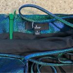 Lulus NWOT Impressive Confidence Shiny Green and Blue Lace-Up Mini Dress Photo 4