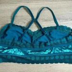 Aerie  bralette turquoise velvet and lace sz M Photo 1
