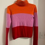 White + Warren 100% Cashmere Color Block Turtleneck Sweater Photo 0