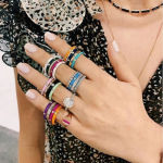 Boutique NEW Unisex White Ceramic Pave Diamond Sterling Silver Band Ring, Size 6 Photo 11