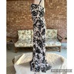 Lillie Rubin White Black Floral Strapless Beaded Evening Dress 12 Photo 9