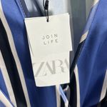 ZARA New Striped Blue Romper Jumpsuit Tie Belt Womens Large Sexy Fun Date Night Photo 4