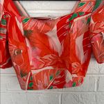 Giani Bernini Red and Green Floral Puff Sleeve Blouse Size Small Photo 5