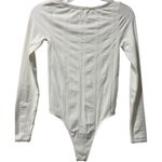 Free People New  Playing Favorites‎ White Pointelle Boat Neck Thong Bodysuit XS S Photo 4